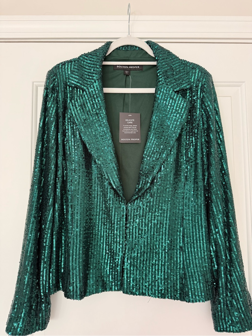 Boston Proper Green Sequin Blazer Jacket